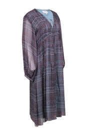 Current Boutique-Joie - Light Blue, Terracotta, & Magenta Paisley Print Silk Midi Dress Sz XL