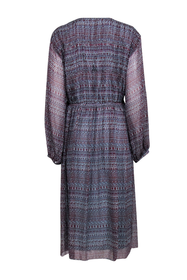 Current Boutique-Joie - Light Blue, Terracotta, & Magenta Paisley Print Silk Midi Dress Sz XL