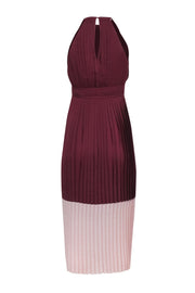 Current Boutique-Joie - Maroon w/ Blush Trim Pleated Sleeveless Mid-Maxi Dress Sz 00