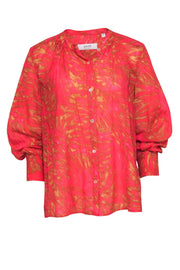 Current Boutique-Joie - Pink & Brown Printed Long Sleeve Button Down Shirt Size S