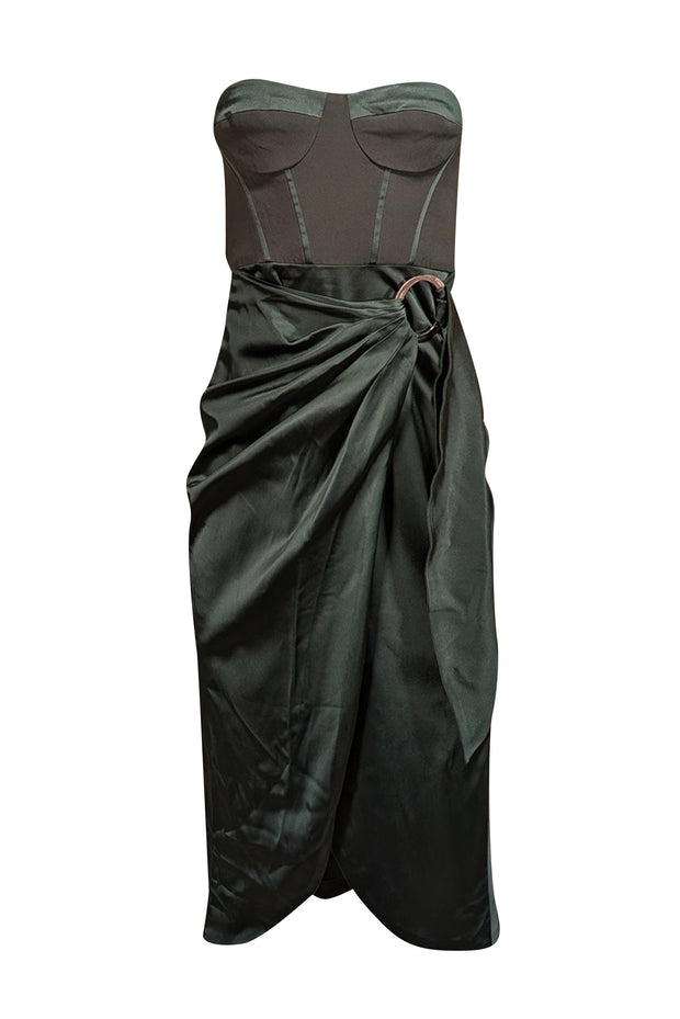 Current Boutique-Jonathan Simkhai - Green Strapless Satin Dress w/ Crepe Bodice Sz 4