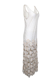 Current Boutique-Jonathan Simkhai - Ivory & Beige Crochet Knit Sleeveless Dress Sz 12