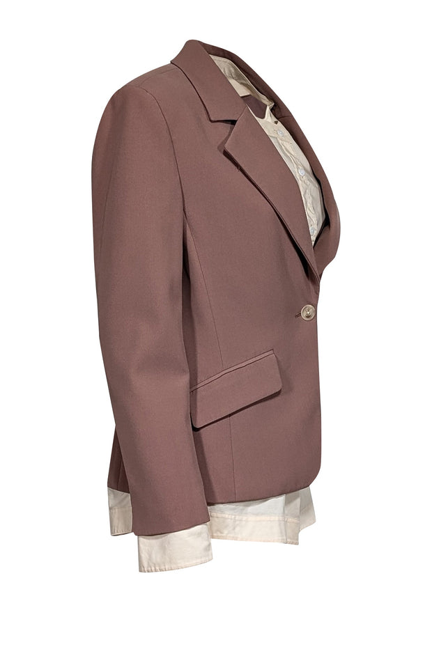 Current Boutique-Jonathan Simkhai - Mauve Single Button Blazer w/ Cream Shirting Detail Sz 8