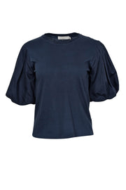 Current Boutique-Jonathan Simkhai - Navy Short Puff Sleeve Shirt Sz XS