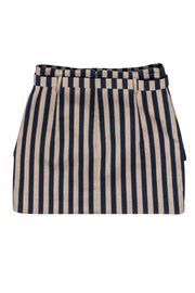 Current Boutique-Jonathan Simkhai - Tan & Navy Striped Mini Skirt Sz 0