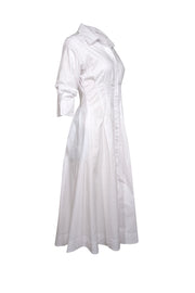 Current Boutique-Jonathan Simkhai - White Cropped Sleeve Collared Button Down Maxi Dress Sz S