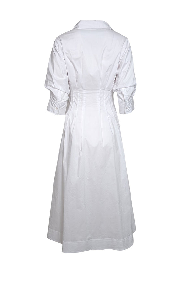 Current Boutique-Jonathan Simkhai - White Cropped Sleeve Collared Button Down Maxi Dress Sz S