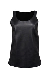 Current Boutique-Joseph - Black Nappa Leather Scoopneck Top Sz 4