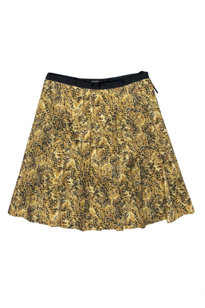 Current Boutique-Joseph - Gold & Black Print Silk Skirt Sz 4
