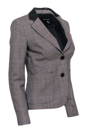 Current Boutique-Judith & Charles - Grey & Black Plaid Wool Blazer w/ Leather Collar Sz 2