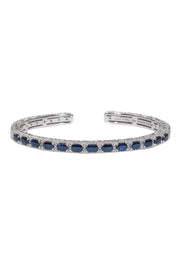 Current Boutique-Judith Ripka - Sterling Silver Hinge Cuff w/ Sapphires & Diamonds