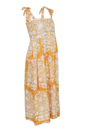 Current Boutique-Juliet Dunn - Yellow & White Print Sleeveless Scallop Edge Maxi Dress Sz 4