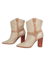 Current Boutique-Kaanas - Beige Pebbled Leather Heeled Western Boots Sz 8