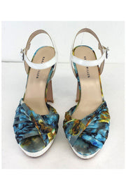 Current Boutique-Karen Millen - Blue & Yellow Fabric Open Toe l Heels Sz 8