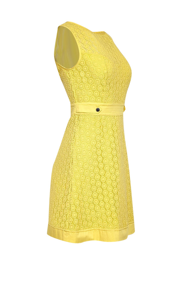 Current Boutique-Karen Millen - Bright Yellow Eyelet Lace Fit & Flare Dress Sz 6