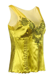 Current Boutique-Karen Millen - Light Green Floral Embroidered Sleeveless Top Sz 10