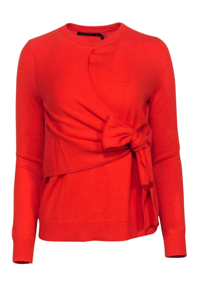 Current Boutique-Karen Millen - Orange Cashmere Knot Front Sweater Sz S