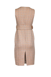 Current Boutique-Karen Millen - Orange, White, & Silver Tweed Belted Dress Sz 6P