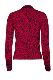 Current Boutique-Karen Millen - Red & Black Leopard Crew Neckline Knit Sweater Sz S