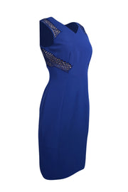 Current Boutique-Karen Millen - Royal Blue Sleeveless Eyelet Lace Trim Dress Sz 8