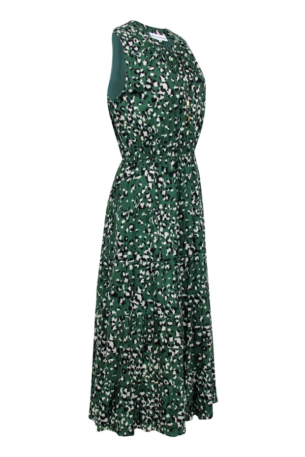 Current Boutique-Karina Grimaldi - Green Leopard Print Tiered Maxi Dress Sz M