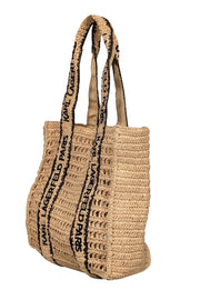 Current Boutique-Karl Lagerfeld - Beige & Black Raffia Tote