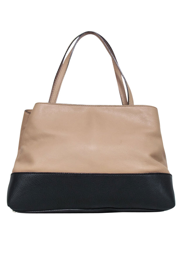 Current Boutique-Kate Spade - Beige & Black Leather Handbag w/ Bow Accent