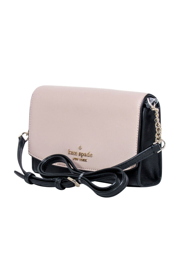 Current Boutique-Kate Spade - Beige & Black Saffiano Leather Mini Crossbody Bag
