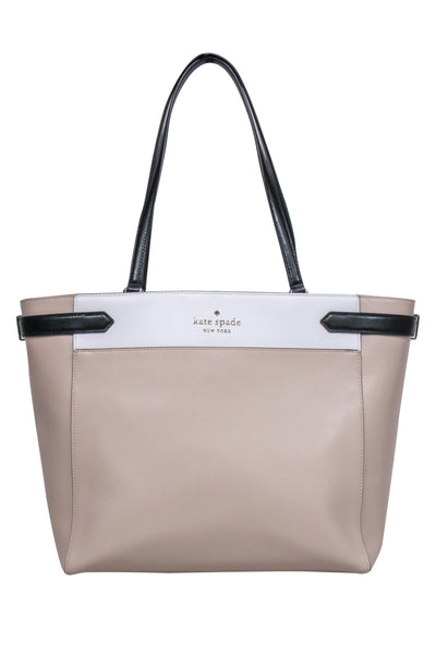 Current Boutique-Kate Spade - Beige, Black, & White Color Block Tote Bag