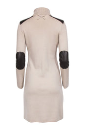 Current Boutique-Kate Spade - Beige Turtle Neck Knit Long Sleeve Dress w/ Leather Trims Sz S