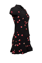 Current Boutique-Kate Spade - Black Cap Sleeve w/ Peter Pan Collar & Ruffle Details Mini Dress Sz 2