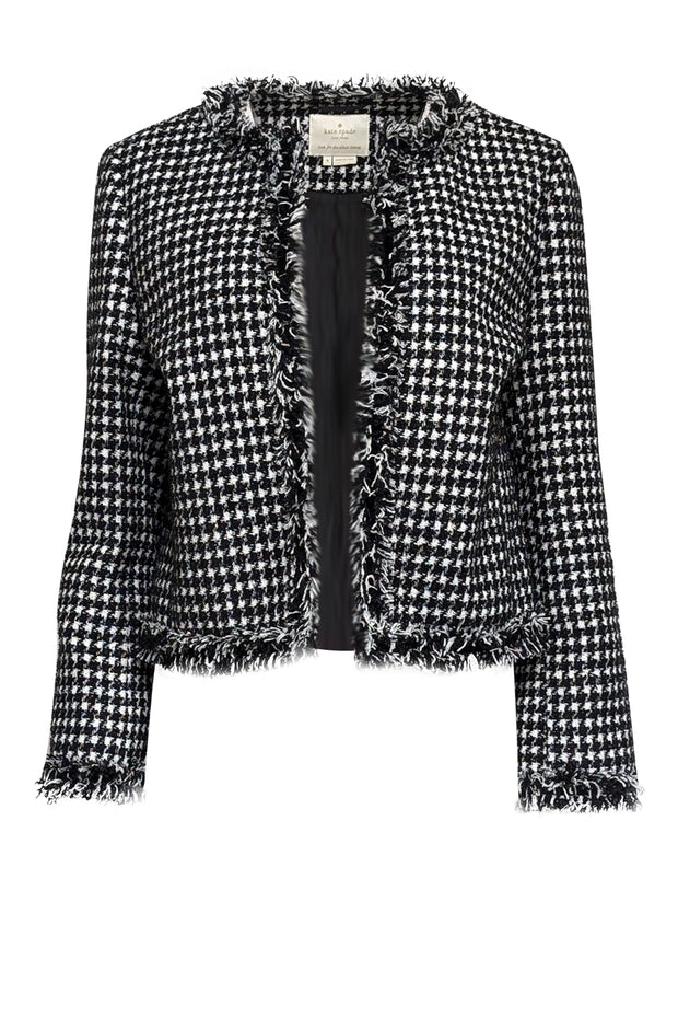 Current Boutique-Kate Spade - Black & Cream Boucle Open Front Jacket Sz 6