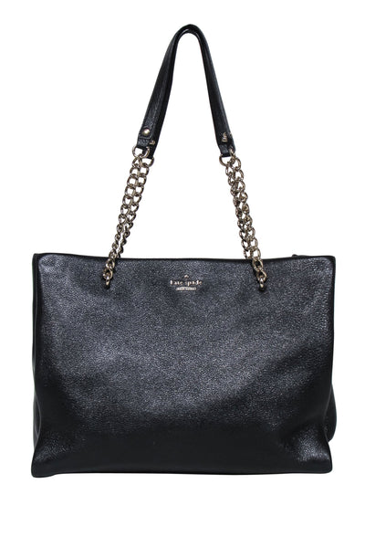 Current Boutique-Kate Spade - Black Leather Large Tote Bag w/ Chain Straps