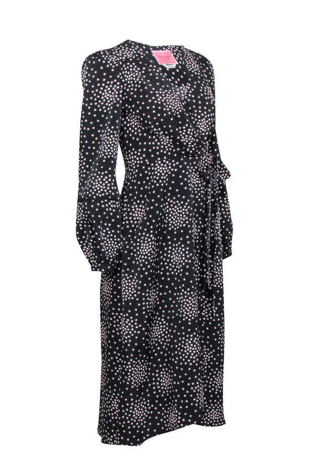 Current Boutique-Kate Spade - Black & Light Pink "Festive Confetti" Wrap Dress Sz 0