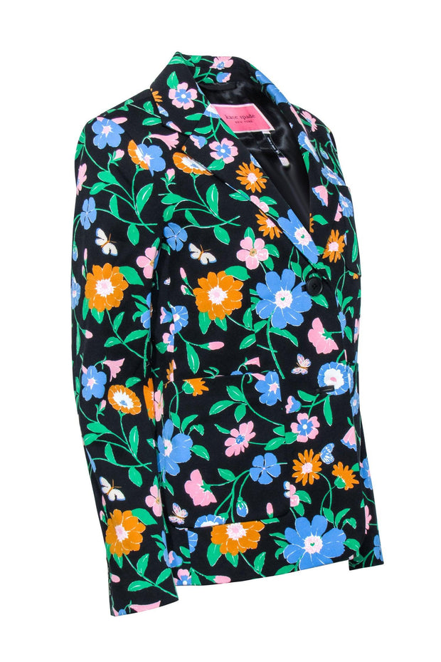Current Boutique-Kate Spade - Black & Multi Color Floral Blazer Sz 10