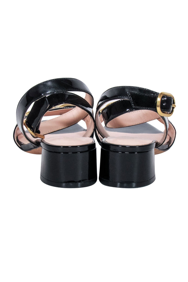 Current Boutique-Kate Spade - Black Patent Leather Open Toe Block Heel Sz 6