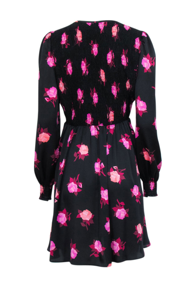 Current Boutique-Kate Spade - Black & Pink Floral Print Satin Dress Sz 10