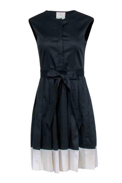 Current Boutique-Kate Spade - Black Pleated w/ White Trim Sleeveless Dress Sz 2