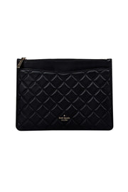 Current Boutique-Kate Spade - Black Quilted Leather Natalia Large Zip Pouch