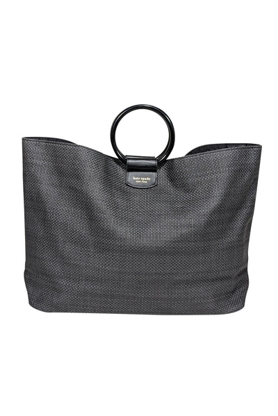 Current Boutique-Kate Spade - Black Raffia "O" Ring Handle Tote