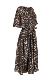 Current Boutique-Kate Spade - Black & Rose Gold Leopard Print Midi Dress Sz 8