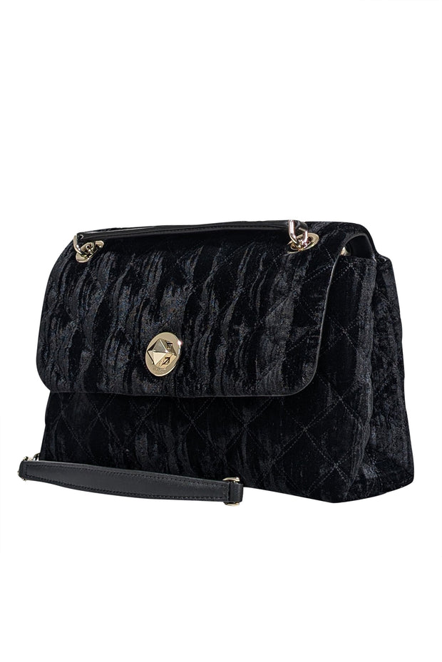 Current Boutique-Kate Spade - Black Velvet Quilted Crossbody Bag