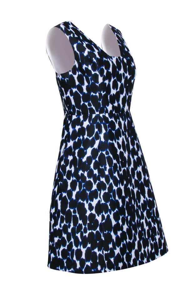 Current Boutique-Kate Spade - Black, White, & Blue Large Spot Print Dress Sz 8