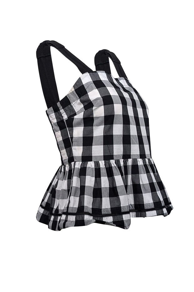 Current Boutique-Kate Spade - Black & White Gingham Peplum Tank Top Sz 6