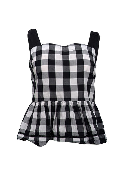 Current Boutique-Kate Spade - Black & White Gingham Peplum Tank Top Sz 6