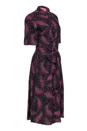 Current Boutique-Kate Spade - Black w/ Purple & Pink Mini Poppy Floral Print Short Sleeve Dress Sz 8