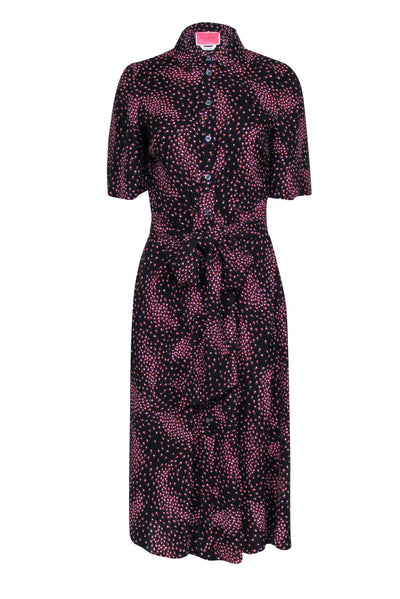 Current Boutique-Kate Spade - Black w/ Purple & Pink Mini Poppy Floral Print Short Sleeve Dress Sz 8