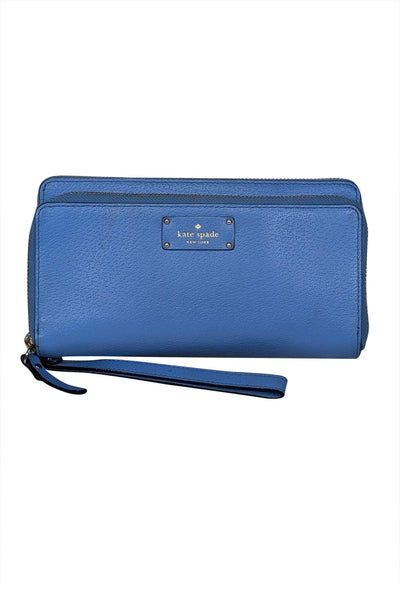 Current Boutique-Kate Spade - Blue Leather Double Zipper Wristlet