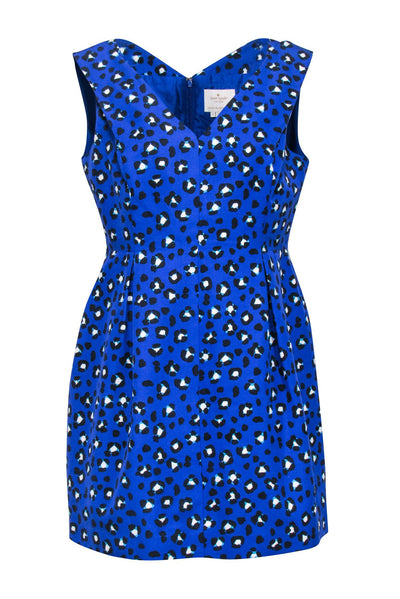 Current Boutique-Kate Spade - Blue Sleeveless Leopard Print A-line Dress Sz 12
