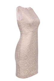 Current Boutique-Kate Spade - Blush, Beige, & Metallic Gold Textured Knit Sheath Dress Sz 2